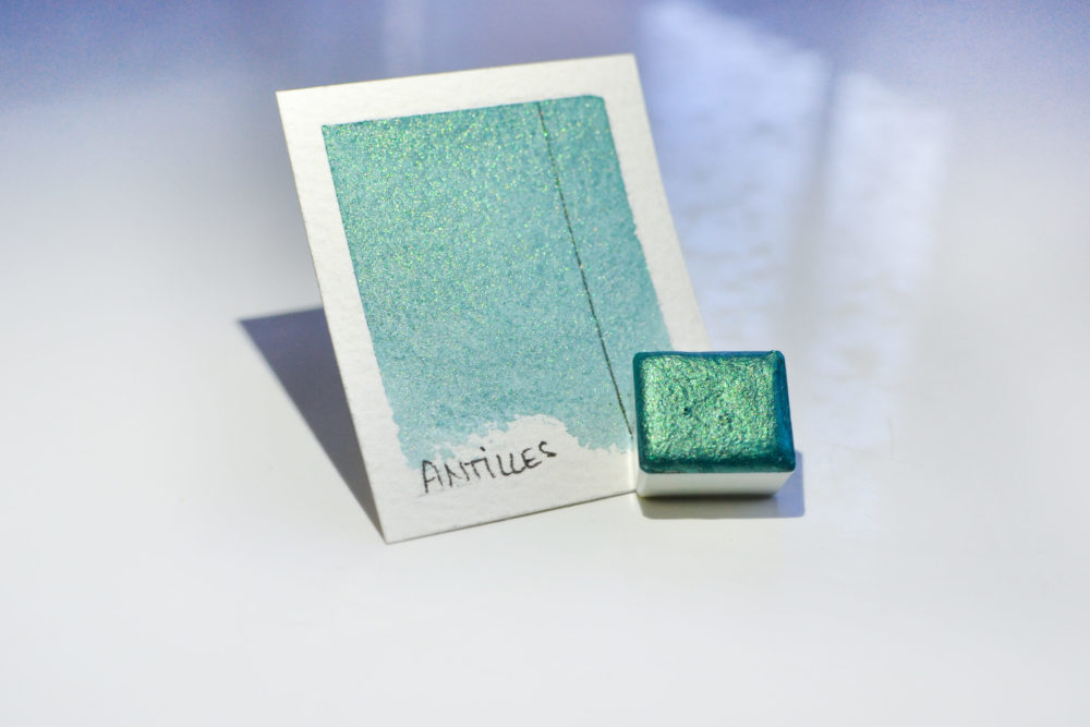 Vert bleu irisé aquarelle extra-fine irisée végane